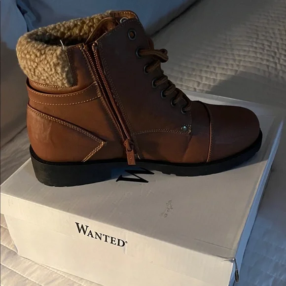 Wanted Brown Ankle Boots with Buckle Detail - Picture 2 of 2